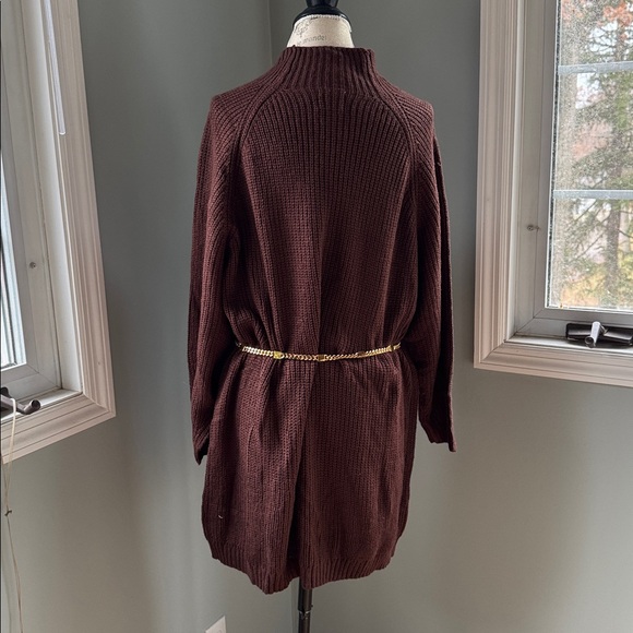 Revolve SNDYS oversized chocolate brown high neck sweater knit dress s/M - Picture 4 of 8